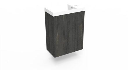 Arcqua Fonteinkast Dark Oak Arcqua Luna 40x55x28 cm Incl. Fontein Mat Wit Met Overloop