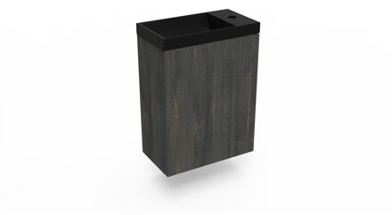 Arcqua Fonteinkast Dark Oak Arcqua Luna 40x55x28 cm Incl. Fontein Mat Zwart Zonder Overloop Arcqua