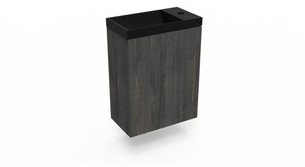 Arcqua Fonteinkast Dark Oak Arcqua Luna 40x55x28 cm Incl. Fontein Mat Zwart Zonder Overloop