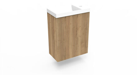 Arcqua Fonteinkast Halifax Oak Arcqua Ridge 40x55x28 cm Incl. Fontein Mat Wit Zonder Overloop Arcqua