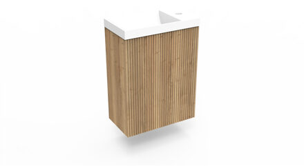 Arcqua Fonteinkast Halifax Oak Arcqua Ridge 40x55x28 cm Incl. Fontein Mat Wit Zonder Overloop