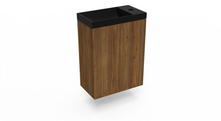Arcqua Fonteinkast Maddison Oak Arcqua Luna 40x55x28 cm Incl. Fontein Mat Zwart Zonder Overloop