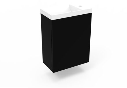 Arcqua Fonteinkast Mat Zwart Arcqua Luna 40x55x28 cm Incl. Fontein Glans Wit Zonder Overloop