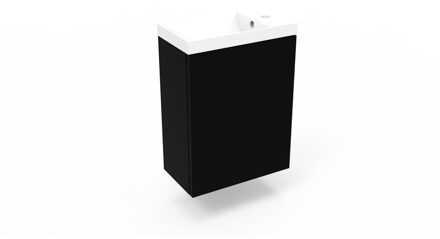 Arcqua Fonteinkast Mat Zwart Arcqua Luna 40x55x28 cm Incl. Fontein Mat Wit Met Overloop