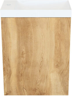 Arcqua Fonteinkast Natural Oak Arcqua Luna 40x55x28 cm Incl. Fontein Glans Wit Met Overloop