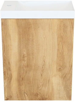 Arcqua Fonteinkast Natural Oak Arcqua Luna 40x55x28 cm Incl. Fontein Glans Wit Zonder Overloop Arcqua