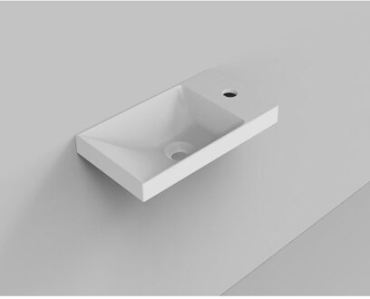 Arcqua Marble fontein voor frame 40x22cm met overloop cast marble wit mat WAS116785