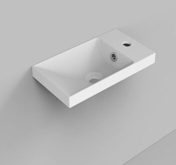 Arcqua Marble fontein voor frame 40x22cm met overloop cast marble wit mat WAS116785