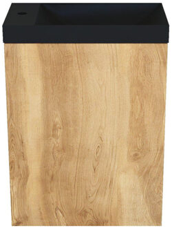 Arcqua Marble Fonteinset - 40x22x54.5cm - fontein mat zwart - zonder overloop - oak natural FNK485455 Natural Oak mat