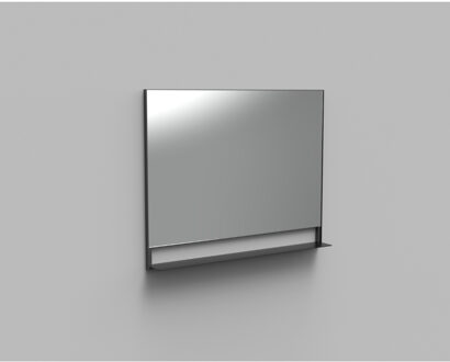 Arcqua Reflect spiegel met planchet aluminium 100x80cm mat zwart SPI126475 zwart mat