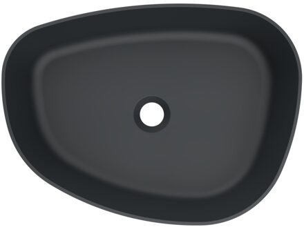 Arcqua Rocker waskom - 50x37x13cm - opbouw - rechts - organisch - cast marble antraciet mat WAS469104