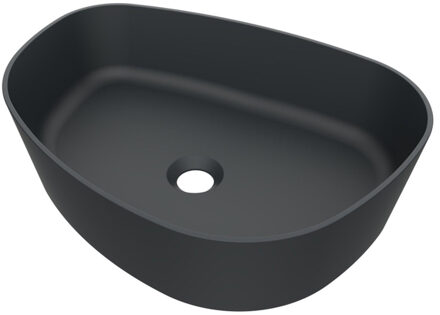 Arcqua Rocker waskom - 50x37x13cm - opbouw - rechts - organisch - cast marble antraciet mat WAS469104