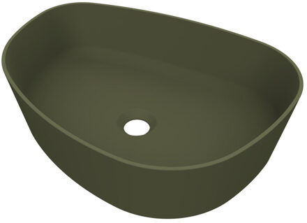 Arcqua Rocker waskom - 50x37x13cm - opbouw - rechts - organisch - cast marble groen mat WAS399111