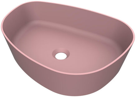 Arcqua Rocker waskom - 50x37x13cm - opbouw - rechts - organisch - cast marble roze mat WAS409910