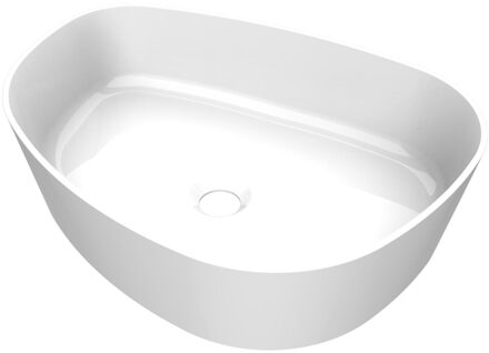 Arcqua Rocker waskom - 50x37x13cm - opbouw - rechts - organisch - cast marble wit glans WAS102200