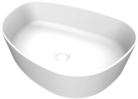 Arcqua Rocker waskom - 50x37x13cm - opbouw - rechts - organisch - cast marble wit mat WAS113609