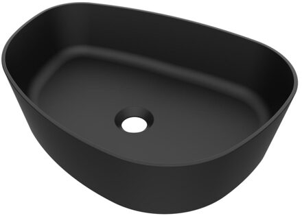 Arcqua Rocker waskom - 50x37x13cm - opbouw - rechts - organisch - cast marble zwart mat WAS123440