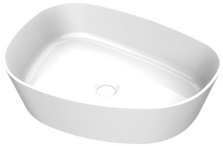 Arcqua Rocker Waskom - opbouw - organisch - links - 50x37cm - glans wit WAS101779 wit glans
