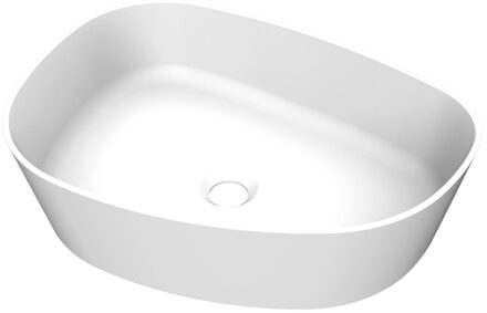 Arcqua Waskom Arcqua Rocker Cast Marble 50x37 cm Organisch Links Mat Wit