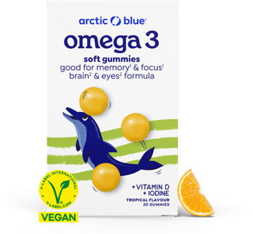 Arctic Blue Vegan Omega-3 Gummies met vitamine D en Jodium - 30 capsules