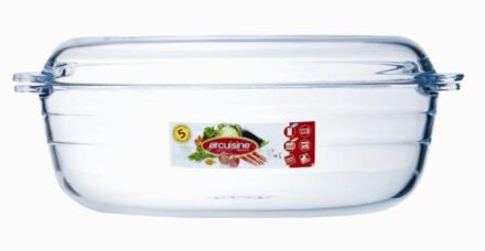 Arcuisine schaal met deksel ovaal 3L transparant