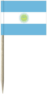 Argenitie vlaggetjes mini prikkers - 50x stuks - 8 cm - Landen decoratie - papier - cocktailprikkers Multi