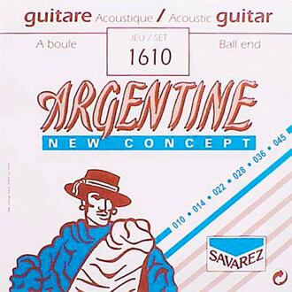 Argentine 1610 snarenset akoestisch snarenset akoestisch, silverplated steel core, 010-045, light tension, ball end