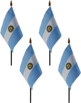 Argentinie - 4x - mini vlaggetje van 10 x 15 cm op stokje - Landen vlag - H27 cm