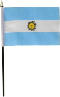 Argentinie - mini vlaggetje van 10 x 15 cm op stokje - Landen vlag - H27 cm Multi