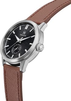 Argento leren band horloge Bruin