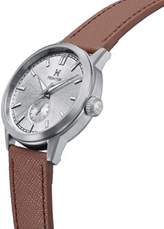 Argento leren band horloge - maat Wit Zilver