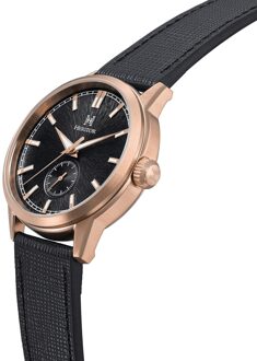 Argento leren band horloge Zwart en roségoud