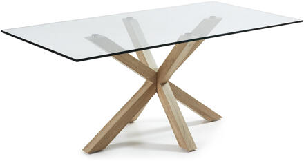 Argo tafel 200 cm glas hout effect benen