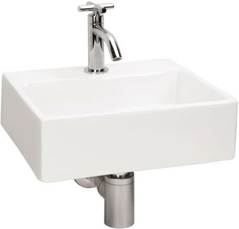 Argus Fontein Toilet - Set - Fontein 33 x 28,5 cm inclusief fonteinkraan en sifon - Keramiek - Wit