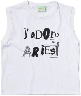 Aries Grafische Print Mouwloos Katoenen T-shirt Aries , White , Dames - L,M,S