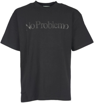 Aries No Problemo T-Shirt met Slogan Print Aries , Black , Heren - M,S,Xs