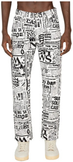 Aries Straight Jeans met Grafische Print Aries , White , Heren - W30