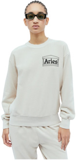 Aries Temple Logo Sweatshirt Aries , Beige , Heren - M,Xs