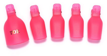 Arieslibra Uv Gel Polish Remover 5 Stuks Roze Plastic Voet Teen Losweken Cap Clip Herbruikbare Wrap Tool Nail Art remover Cleaner Tool