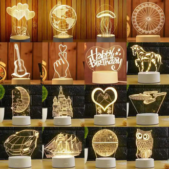 ARILUX 3D Plate LED Lamp Creative 3D LED Night Lights Novelty Illusion Night Lamp 3D Illusion Table Lamp For Home Decorative