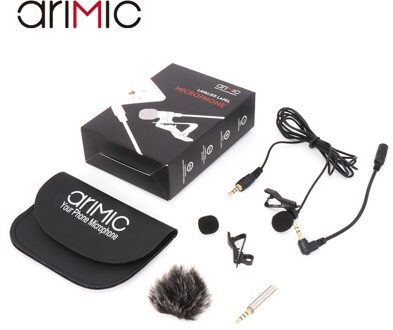 Arimic Lavalier Revers Clip-On Omnidirectionele Condensator Microfoon Kit Met Kabel Adapter & Voorruit Voor Iphone Samsung