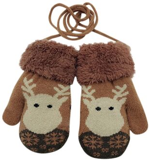 Arloneet Baby Handschoenen Katoen Cartoon Herten Print Winter Thicken Handschoenen Gebreide Meisjes Jongens Kids Hoofdbanden Opknoping Wanten Handschoenen CO