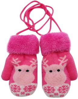 Arloneet Baby Handschoenen Katoen Cartoon Herten Print Winter Thicken Handschoenen Gebreide Meisjes Jongens Kids Hoofdbanden Opknoping Wanten Handschoenen heet