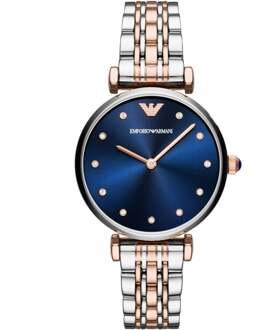 Armani dames AR11092 horloge Zilver en roségoud - One Size