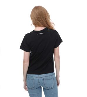 Armani Dames/Dames Gestapeld Logo T-Shirt (Zwart)