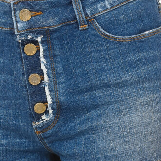 Armani Dames denim shorts met gerafelde zoom C5J17 Blauw