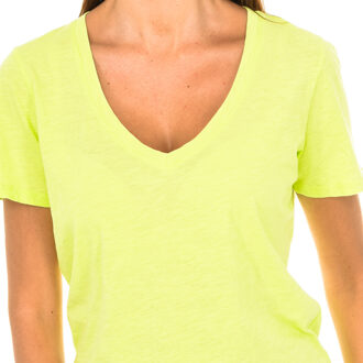 Armani Dames-T-shirt met korte mouwen en V-hals 3Y5T45-5JZMZ - maat Geel