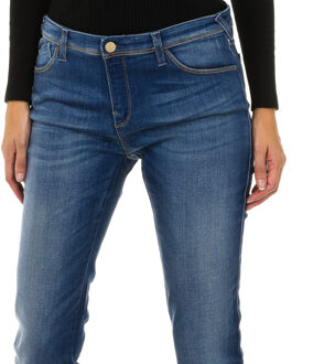 Armani Damesbroek van stretchstof met versleten effect 3Y5J28-5D0ZZ Blauw