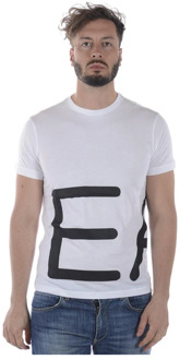 Armani EA7 Sportshirt casual - Maat M  - Mannen - wit/zwart