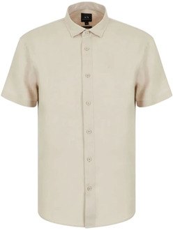 Armani Exchange Beige Korte Mouw Overhemden Armani Exchange , Beige , Heren - 2XL